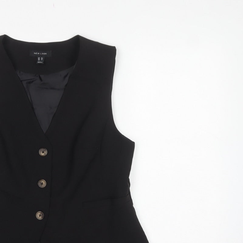 New Look Women Black UK 12 Tailored Lined Three Button Suit Waistcoat
