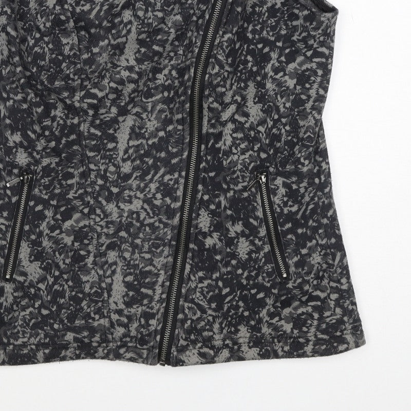 Klass Women’s Grey Biker Waistcoat Size 10 Zip Pockets Stretch