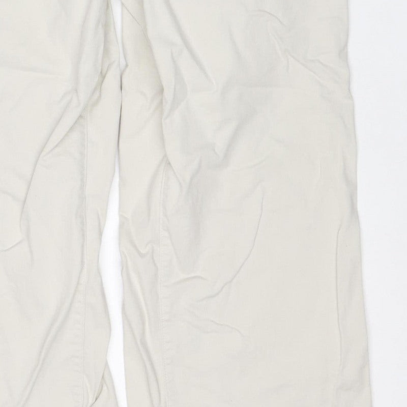 Lands' End Women White Cargo Trousers UK 16 Cotton Stretch Pockets