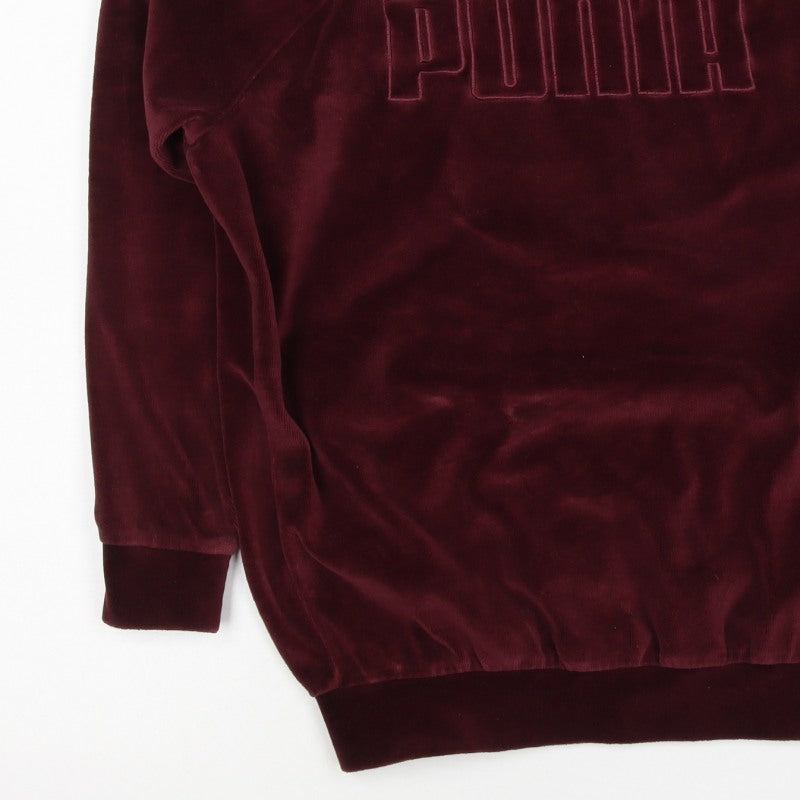 Puma Women Red UK 10 Velour Logo Pullover Sweatshirt