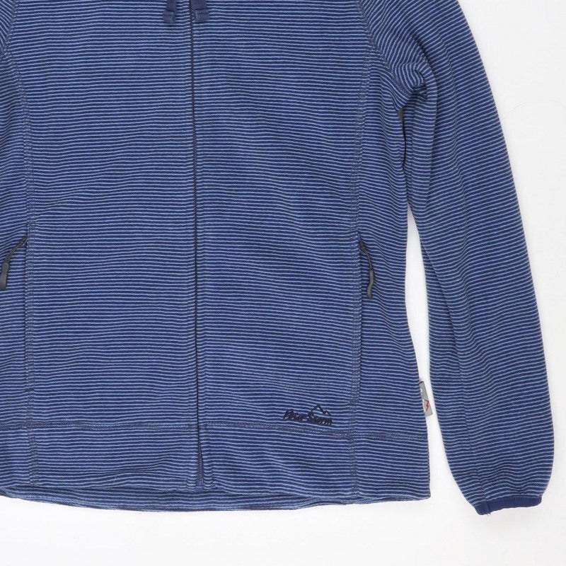 Peter Storm Women's Blue Stripe Size 12 Hooded Full Zip Fleece Jacket