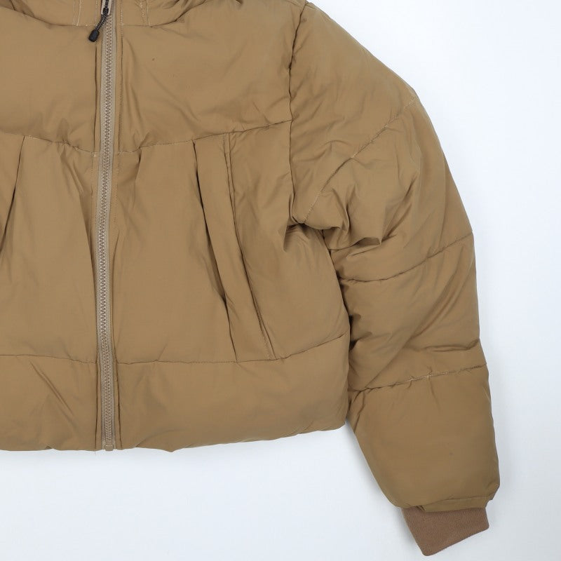 ASOS DESIGN Women’s Brown XL Hooded Puffer Jacket Zip