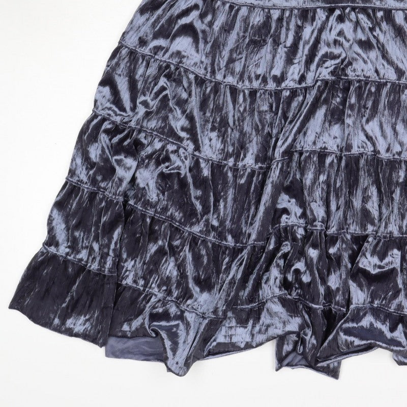 Garage Women Grey Velvet Tiered Peasant Skirt Size M