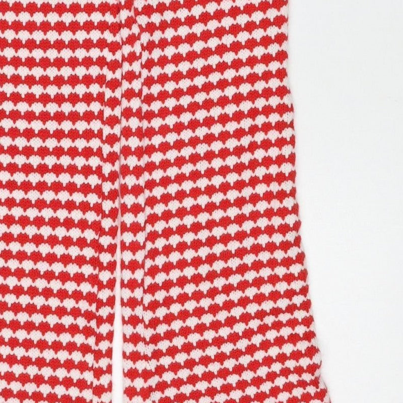 Zara Women Red White Striped Knit Flared Trousers Size M