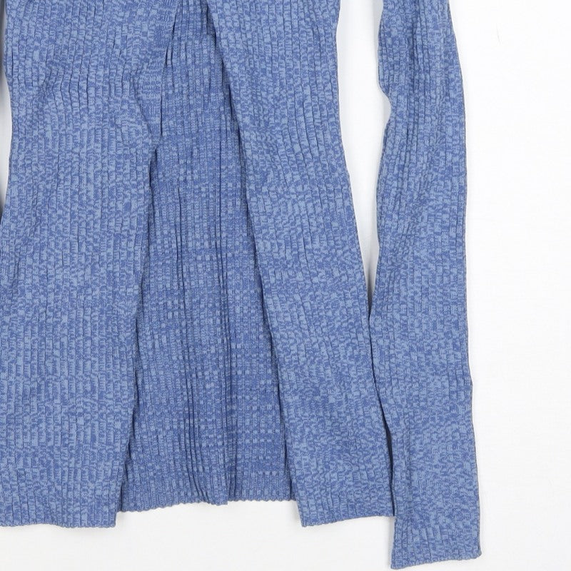 PrettyLittleThing Women Blue S Rib Knit Collared Button Cardigan