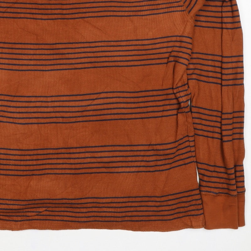 Gap Unisex Brown Navy Striped Cotton Knit Crew Neck Jumper XL