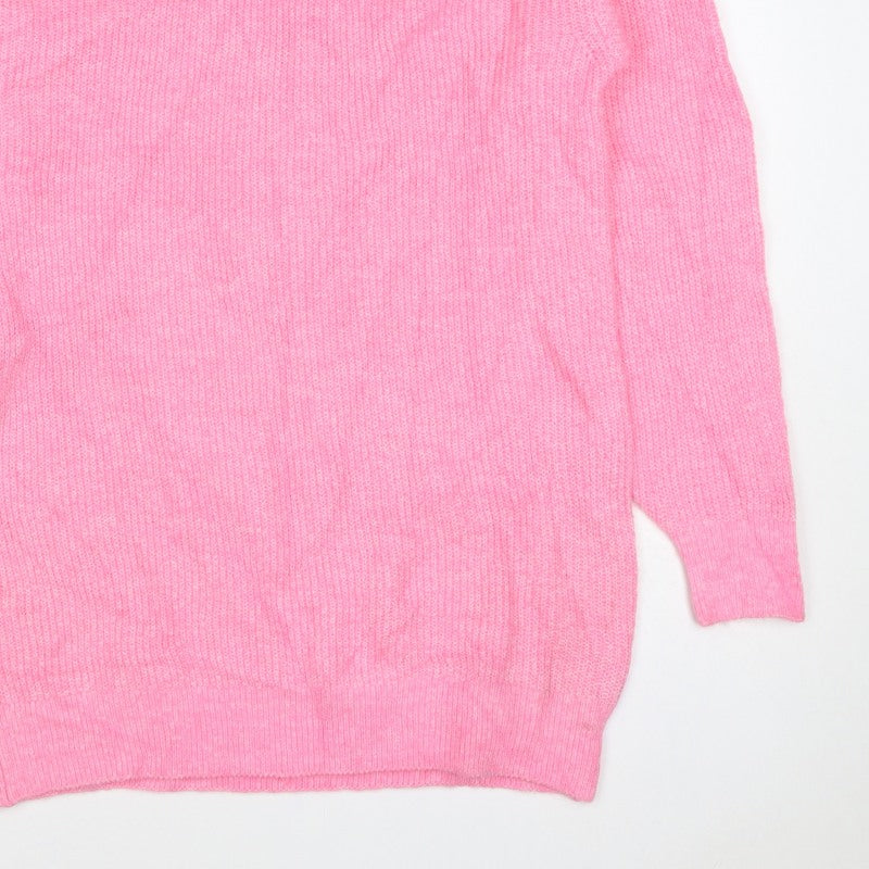 Divided Women’s Pink S Oversized Mock Neck Knit Tunic Jumper