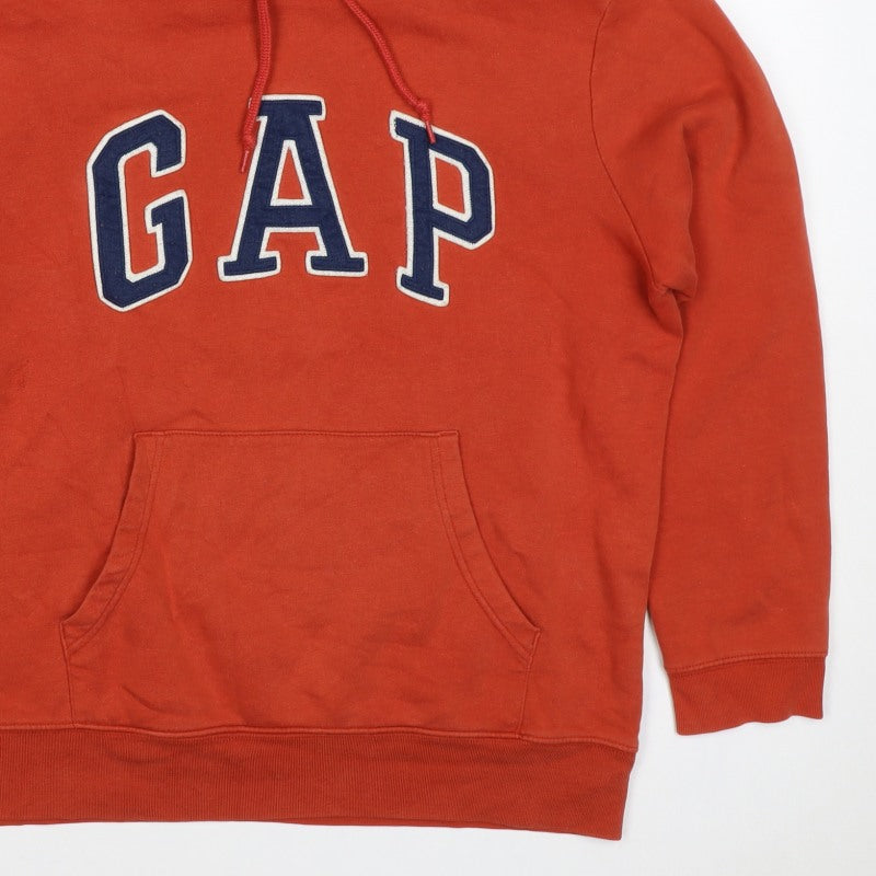 GAP Men’s Orange M Pullover Hoodie College Logo Fleece