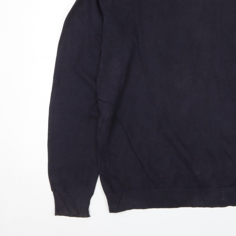 Pierre Cardin Men Blue XL V-Neck Cotton Knit Pullover Jumper