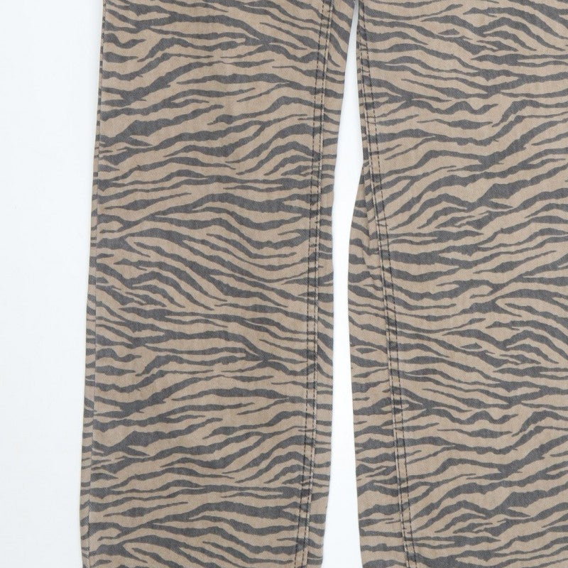 Denim Co. Women’s Beige Animal Print Straight Jeans UK 10