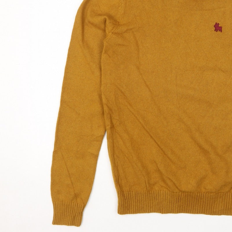 Jack & Jones Men's Yellow S Button Shoulder Pullover Wool Blend Jumper
