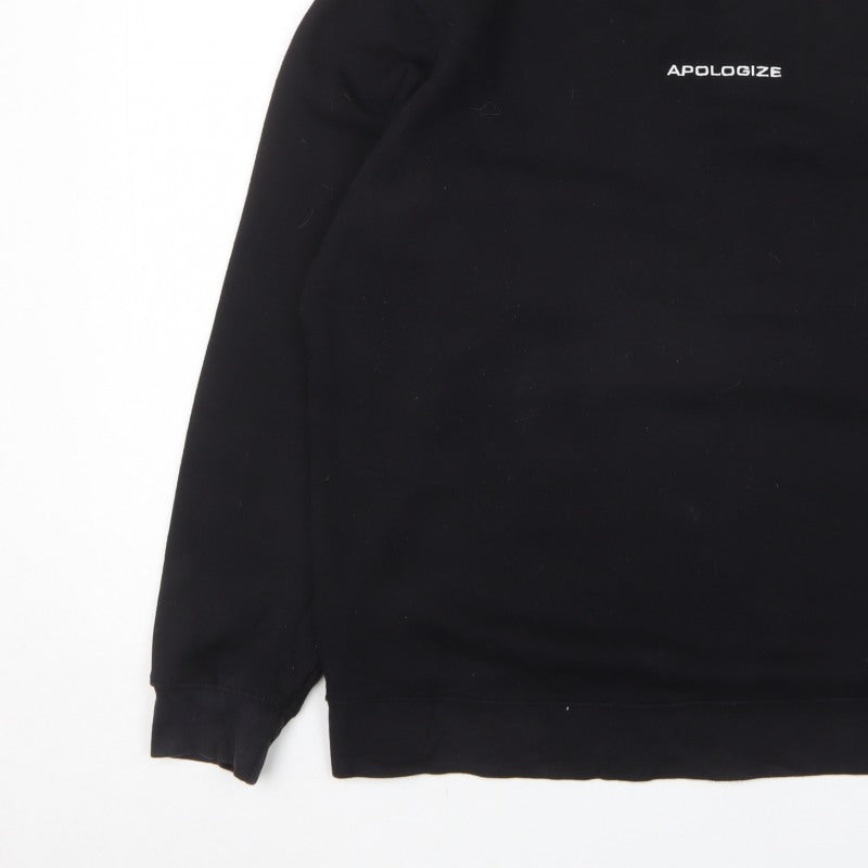 H&M Women’s Black Apologize Logo Crew Neck Pullover Sweatshirt Size M