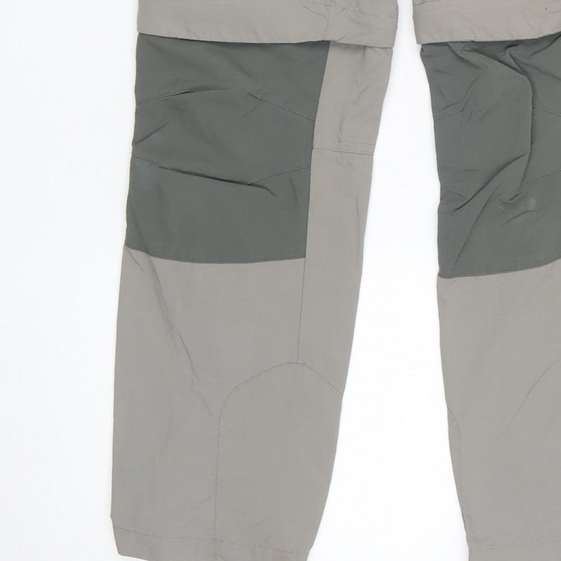 Quechua Boys Grey Green 10 Years Convertible Cargo Hiking Trousers