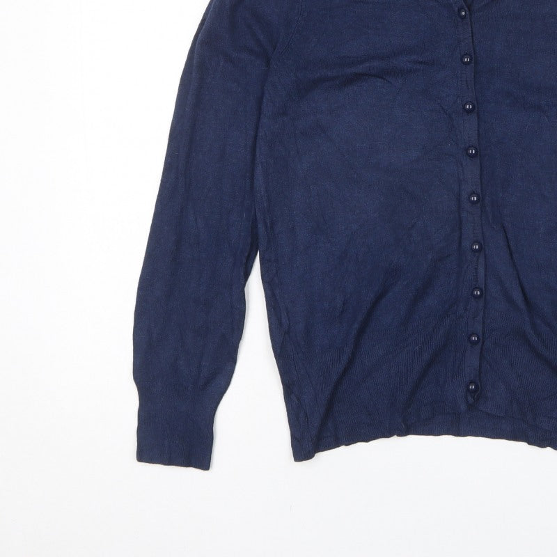 Marks and Spencer Women’s Blue Size M Button Front Cardigan Stretch Knit