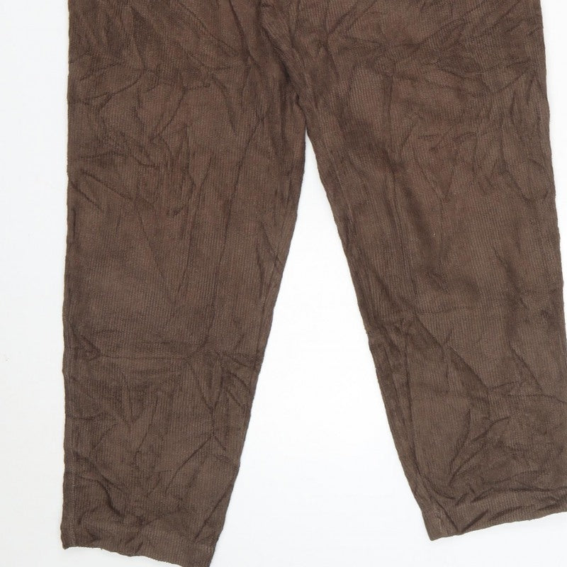 Lands' End Women Brown Corduroy Jogger Trousers UK 10-12 Elastic Waist