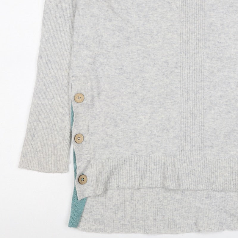 White Stuff Women Grey Wool Alpaca Blend Button Detail Jumper UK 12