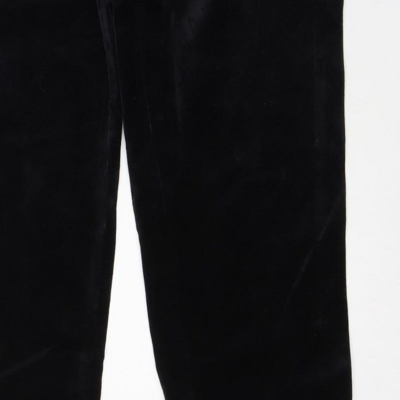 The Mia Women’s Black Velvet Slim Trousers Size 14 Regular Stretch