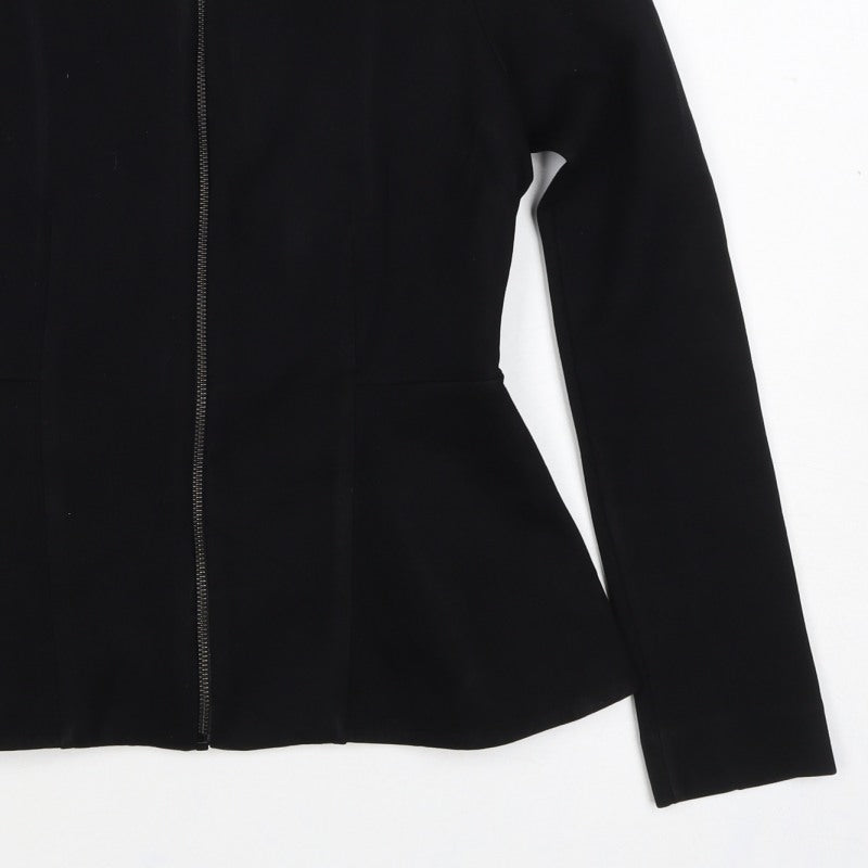 Topshop Women’s Black Size 10 Slim Fit Collarless Zip Jacket