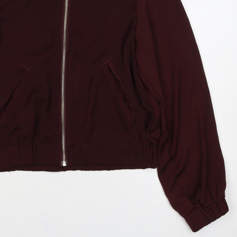 H&M Women Red Size 6 Bomber Jacket Full Zip Long Sleeve Pockets