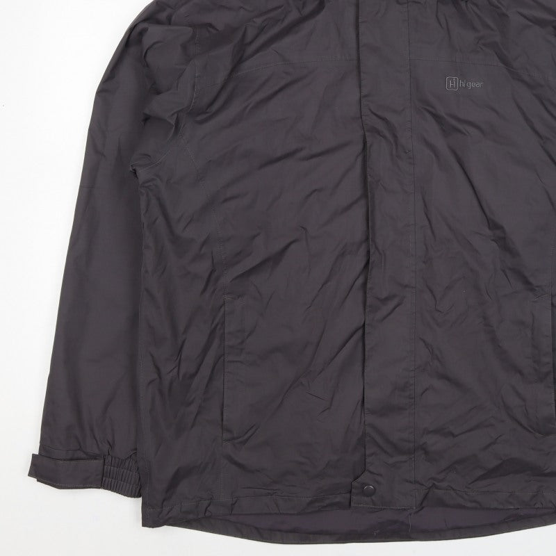 Highgear Men's Black L Hooded Outdoor Rain Jacket Full Zip