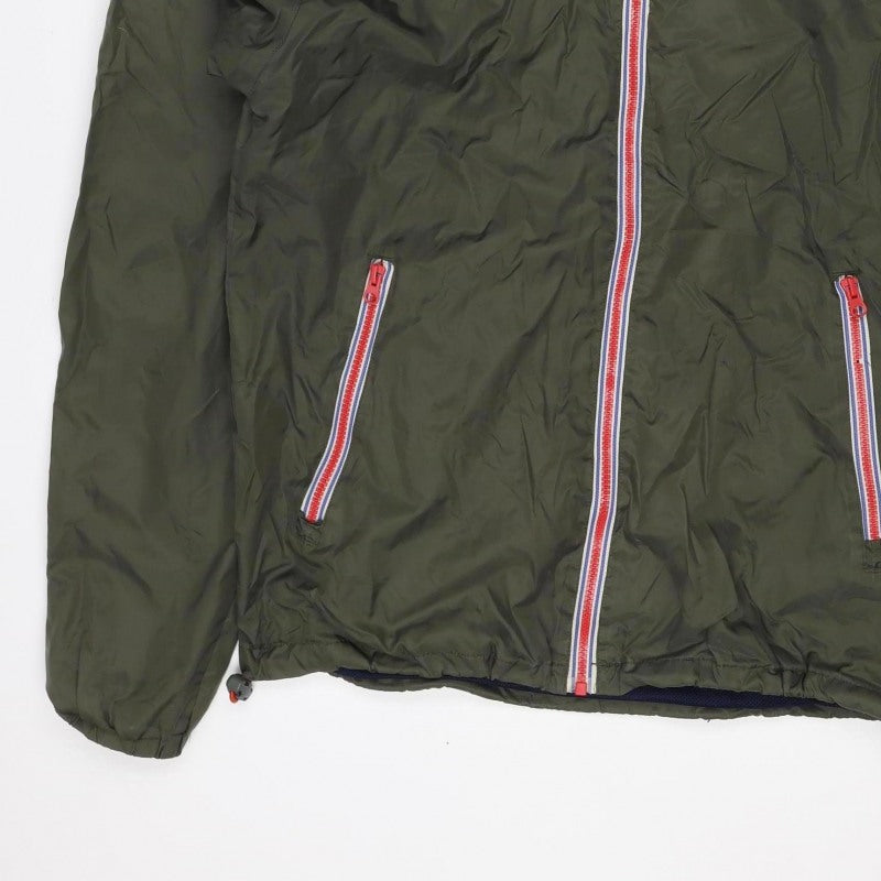 Superdry Men’s Green XL Hooded Windbreaker Jacket Logo Zip