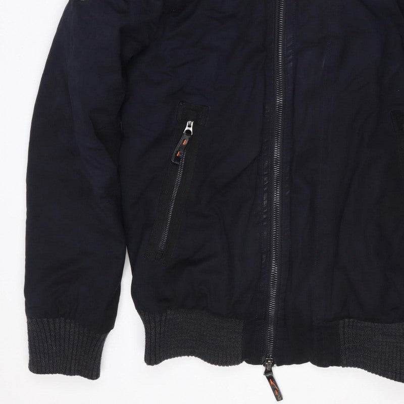 Superdry Men’s Black M Microfibre Fur Hood Bomber Jacket