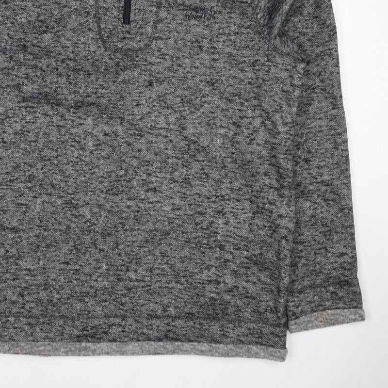 Weird Fish Women Grey L 1/4 Zip Fleece Jacket Herringbone Outdoor