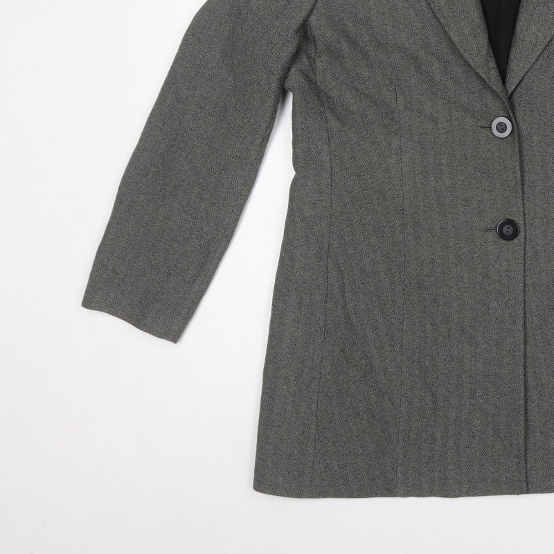 Marks and Spencer Women Black Mix UK 16 Herringbone Long Blazer