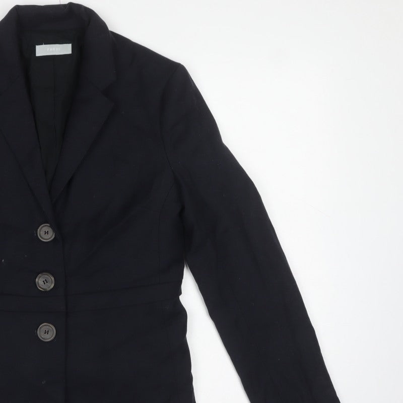 Farhi Women Black UK 10 Wool Blend Tailored 3 Button Blazer