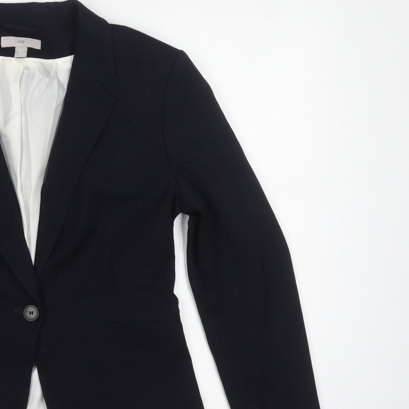 H&M Women’s Black UK 12 Single-Breasted Tailored Blazer Jacket