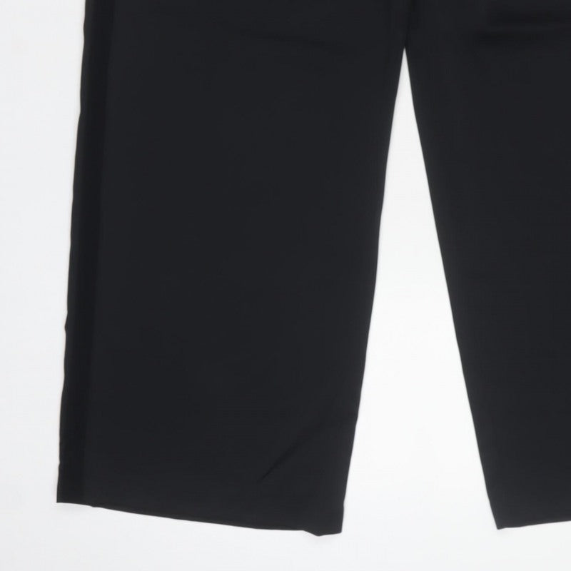 Marks and Spencer Women Black UK 18 Short Wide-Leg Tailored Trousers