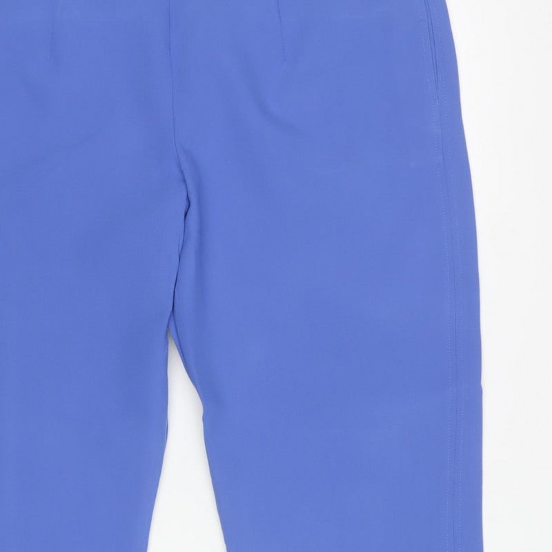 M&S Women Blue Size 18 Regular Tailored Tapered Ankle Zip Trousers