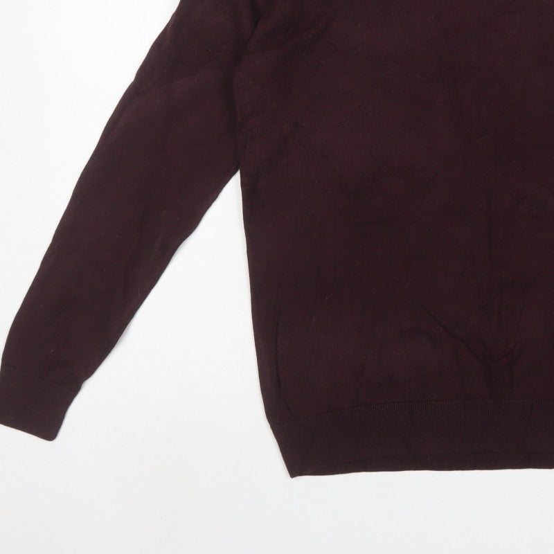 Next Men's Burgundy Red M Wool Blend V-Neck Pullover Jumper