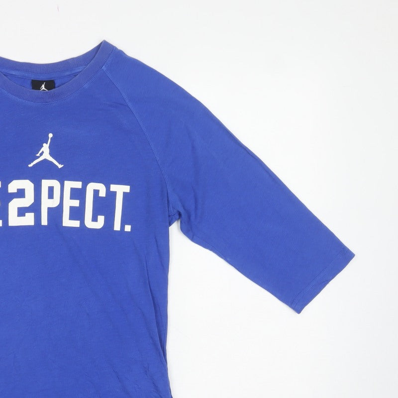 Nike Jordan Women's Blue UK 12 Basic Dri-FIT RE2PECT 3/4 Sleeve Tee