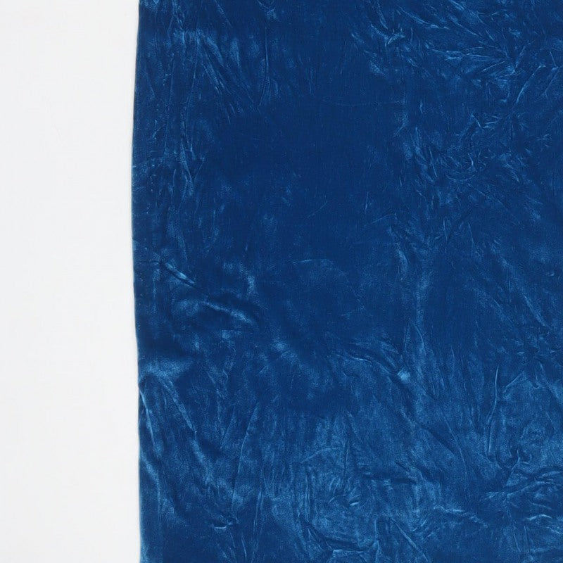 Zara Women Blue Velvet Long Slip Dress Size S Rhinestone Button