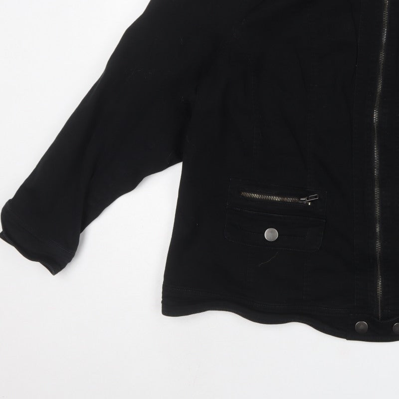 Evans Women Black UK 26/28 Military Jacket Cotton Blend Full Zip