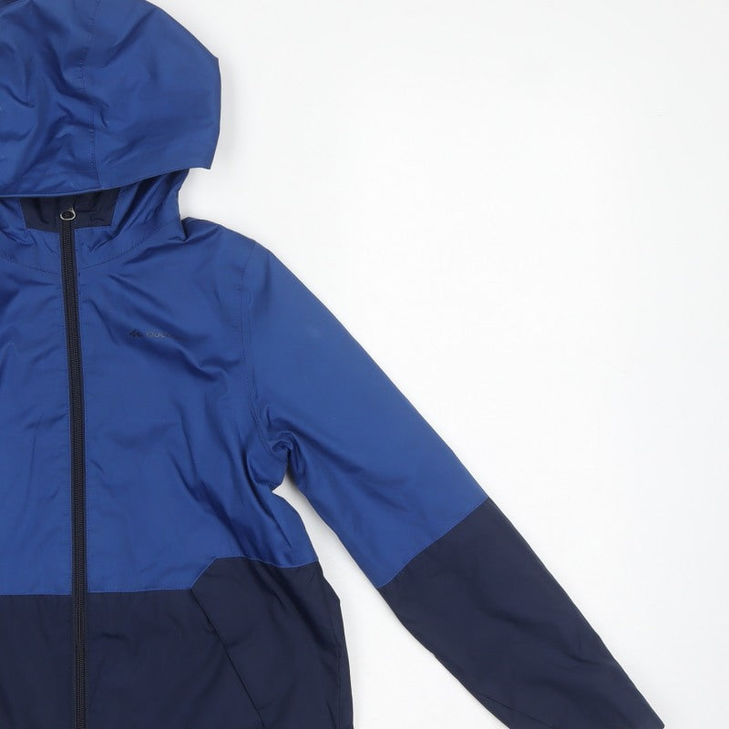 Quechua Boys Blue 10 Years Hooded Colourblock Windbreaker Jacket