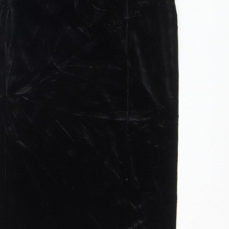 River Island Women’s Black UK 10 Long Velvet Pencil Skirt Slit