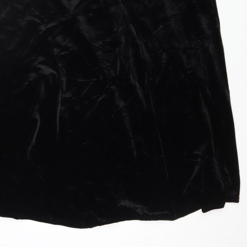 Women's Black Size 24 Velvet Flared Knee Length Skirt