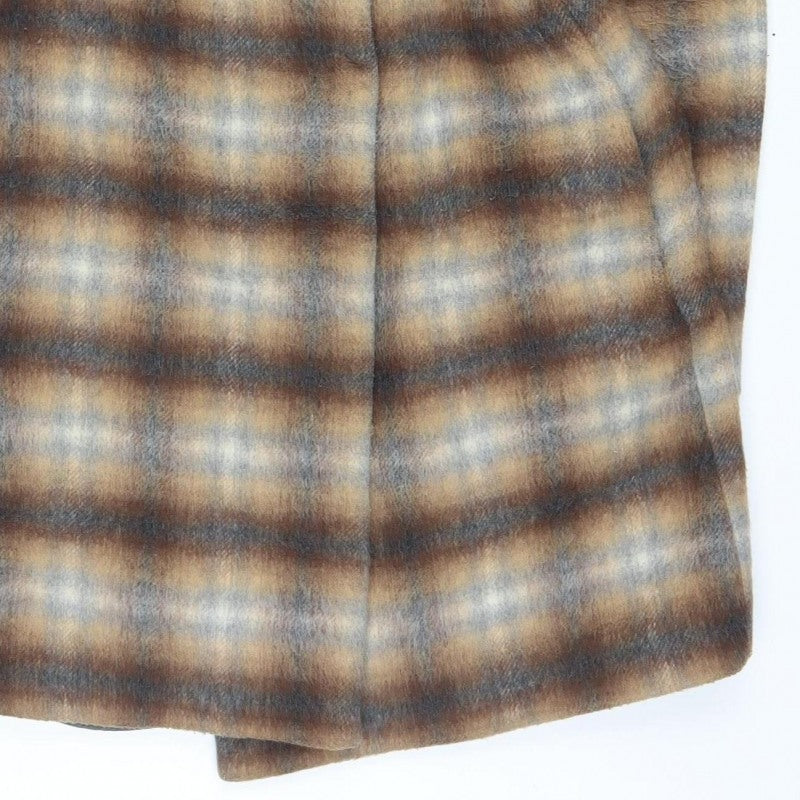 French Connection Women’s Brown Check Faux Fur Jacket UK 12