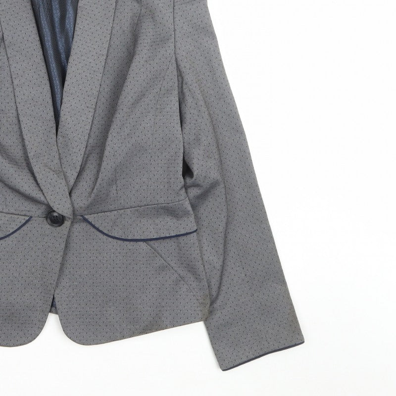 Next Women Grey UK 14 Tailored Shawl Lapel Lined Blazer Jacket