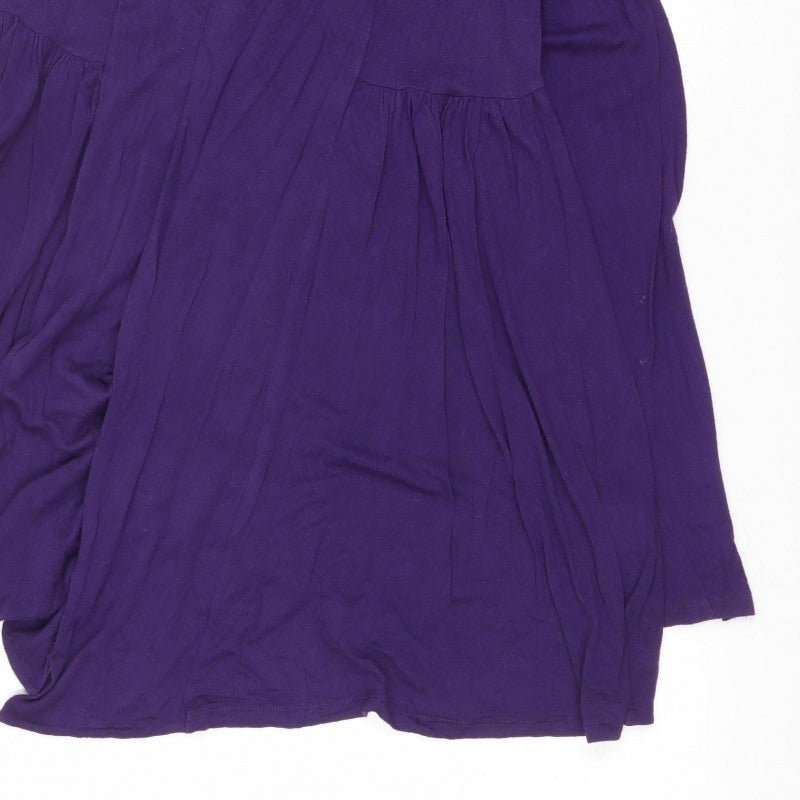 Three Eight Women’s Purple Size 10 Open Drape Long Cardigan