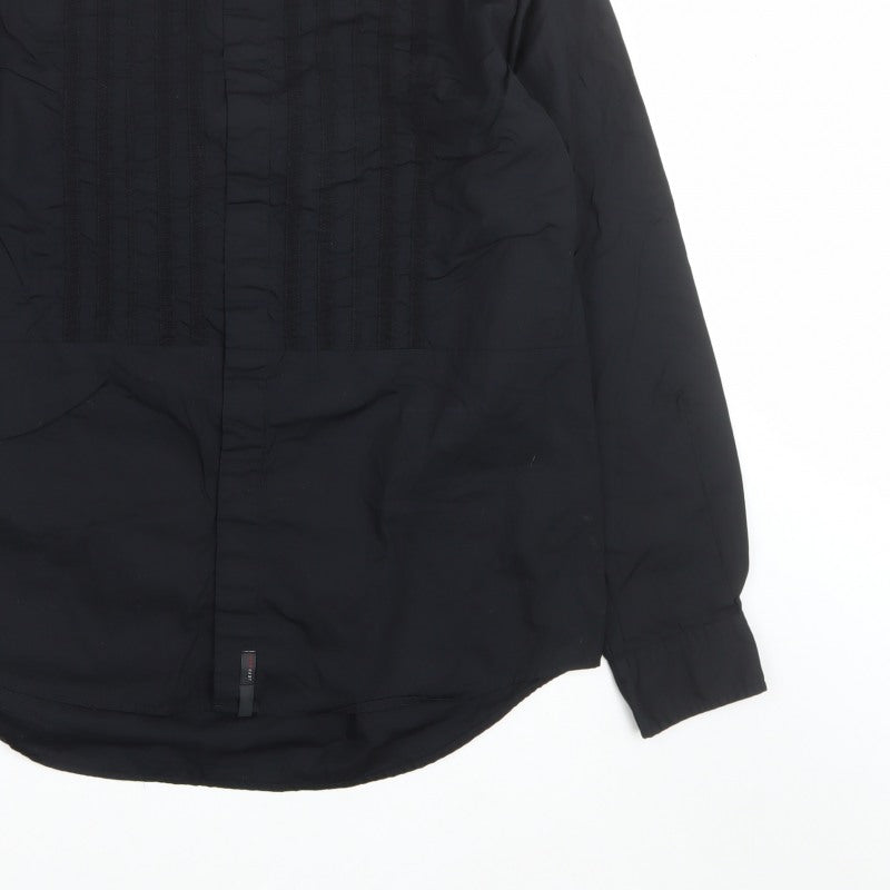 Jeff & Co Men’s Black M Long Sleeve Pleated Front Button-Up Shirt