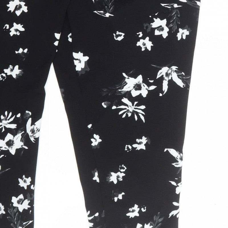 Yours Women’s Black Floral Cropped Trousers UK 24 Elasticated Stretch