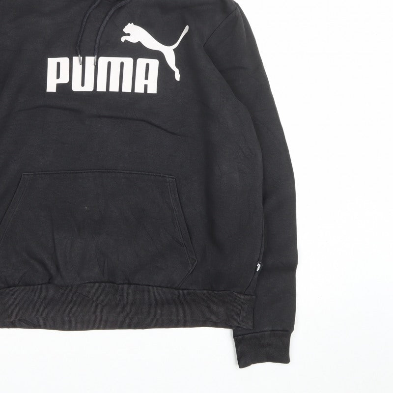Puma Men’s Black XL Pullover Hoodie Logo Graphic Print Kangaroo Pocket
