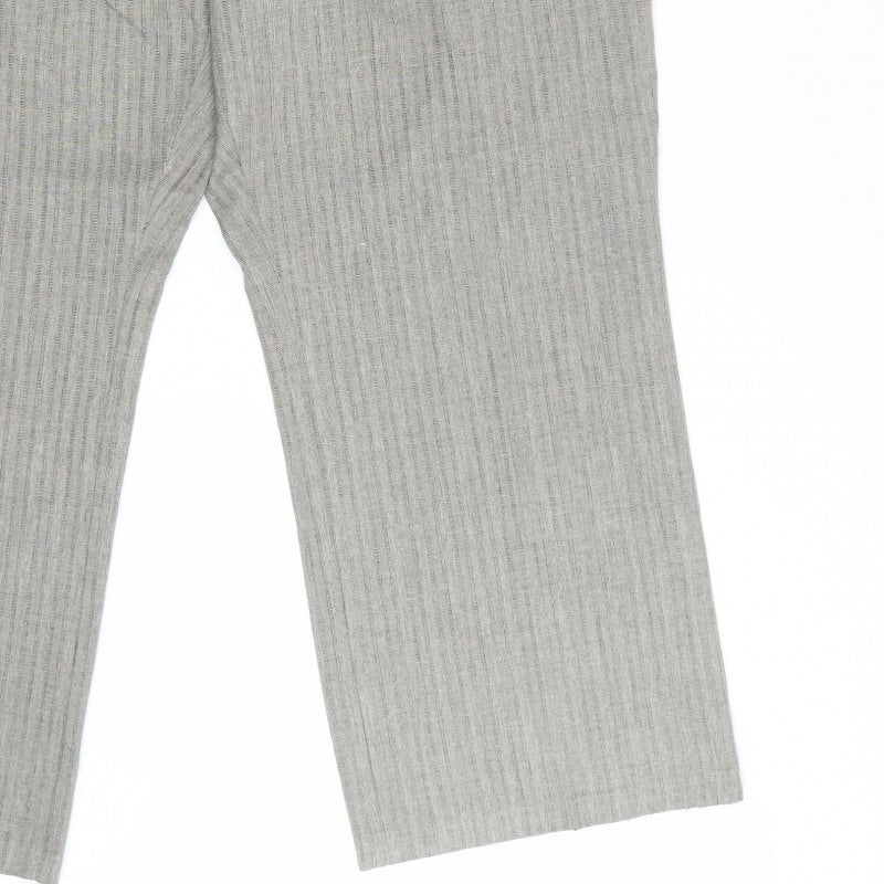 Marks & Spencer Women Grey Striped Drawstring Trousers UK 24 Short