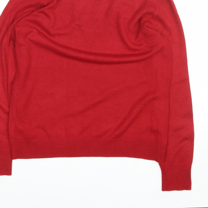 Per Una Women’s Red Sequin Scoop Neck Knit Jumper Size 14