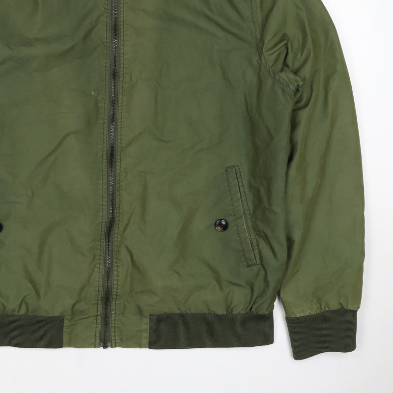 Burton Menswear Men Green L Bomber Jacket Full Zip Stand Collar