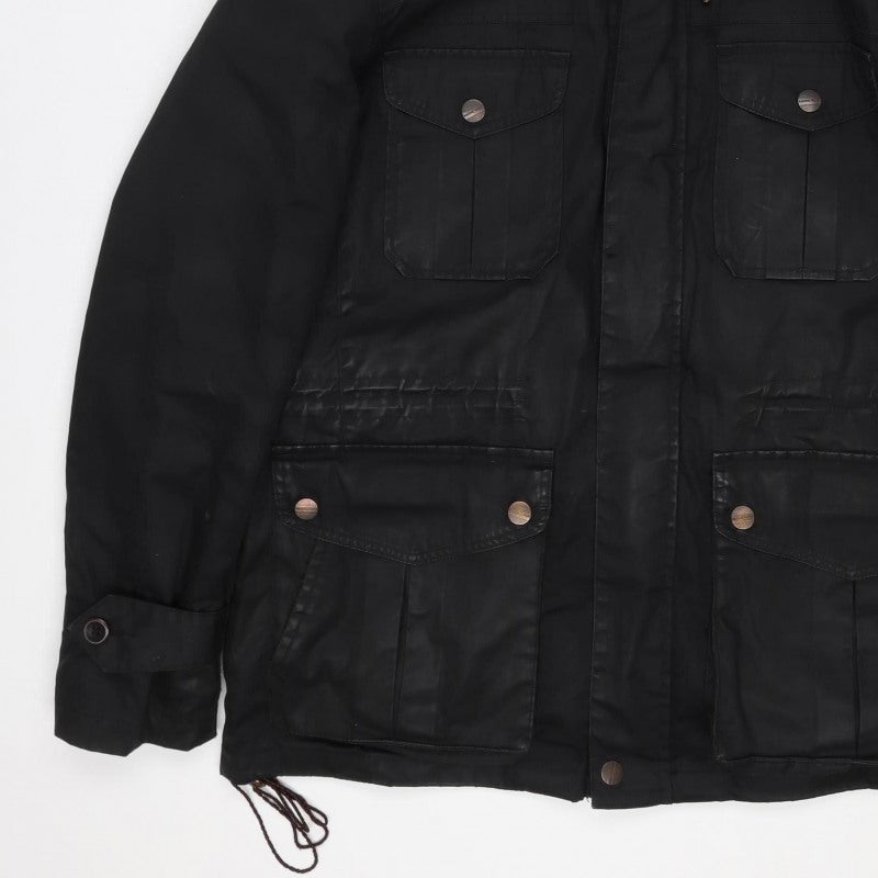 Racing Green Men's Black M Hooded Cotton Parka Utility Jacket