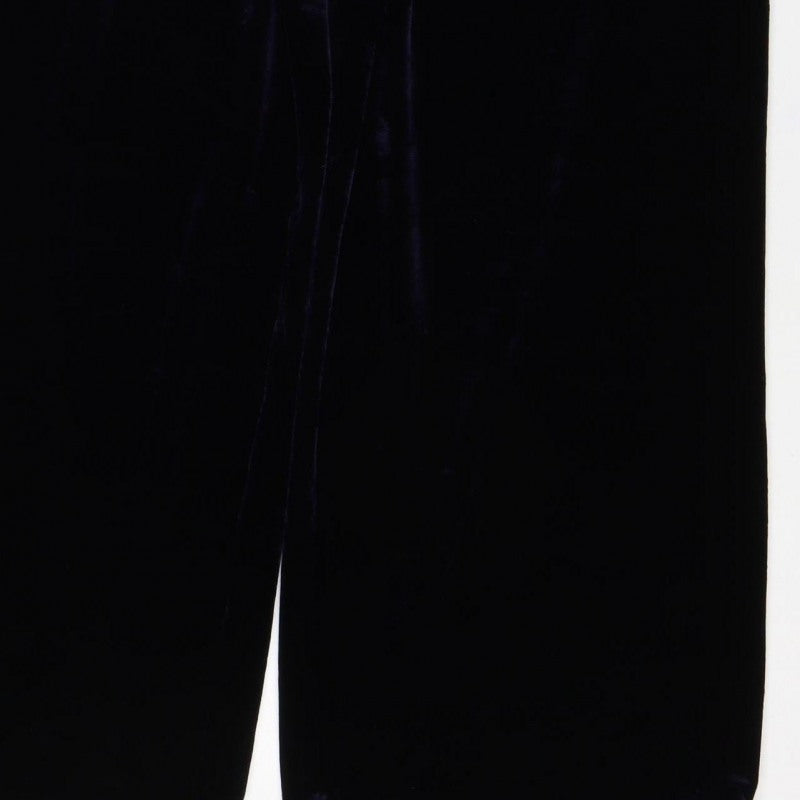 UNIQLO Women Blue UK 14 Velvet Flared Elastic Waist Trousers